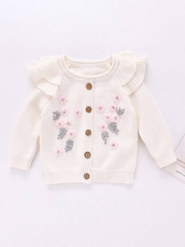 2304 Mayoral Natural Pompon Knit Cardigan for Baby-Girls